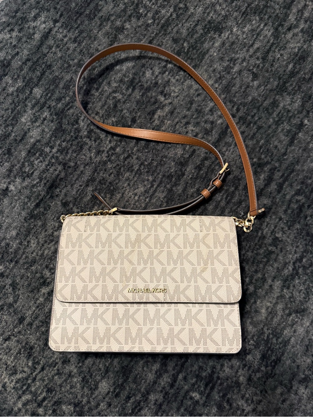 Michael Kors Beige/Tan Signature MK Crossbody Bag